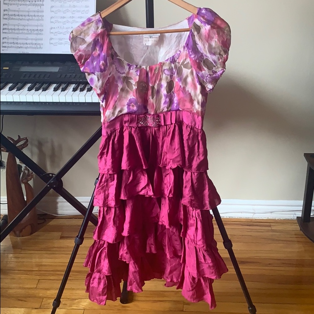 Vintage Paquito Floral Ruffle Pink Dress